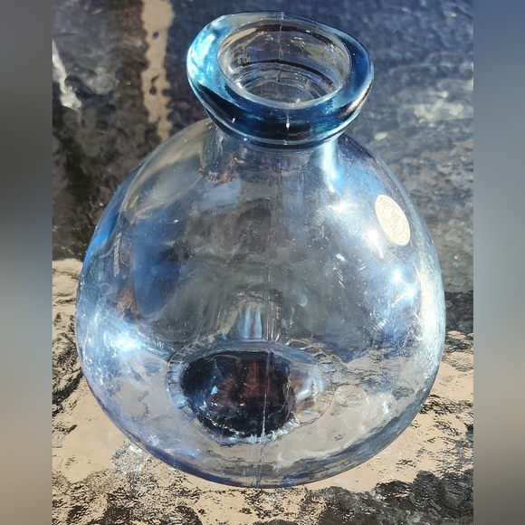 Vintage Spanish 100% Recycled Glass Handmade Vase 7.5" Asymmetrical "READ" - Picture 11 of 13